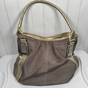 Kathy Van Zeeland Y2K Shoulder Bag Metallic Rhinestone Boho Chic Lagenlook Purse